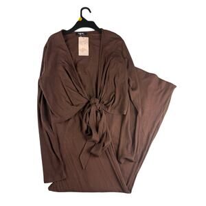 Women's Brown Two-Piece Stretchy Fashion Set